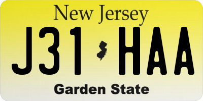 NJ license plate J31HAA