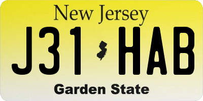 NJ license plate J31HAB