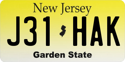 NJ license plate J31HAK