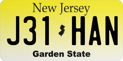 NJ license plate J31HAN