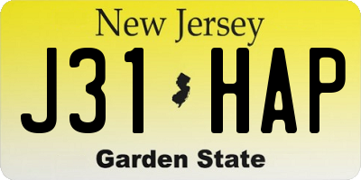 NJ license plate J31HAP
