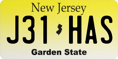NJ license plate J31HAS