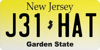 NJ license plate J31HAT