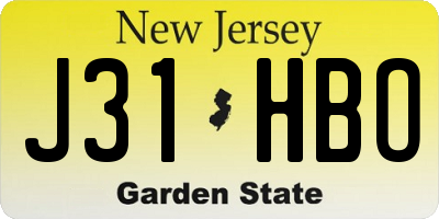 NJ license plate J31HBO