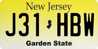 NJ license plate J31HBW