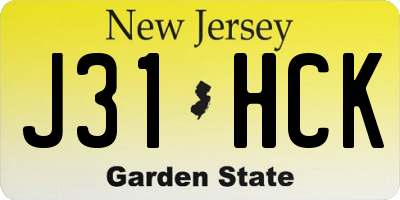 NJ license plate J31HCK