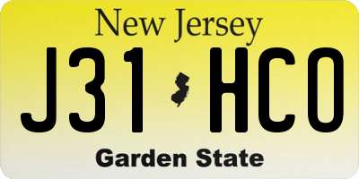 NJ license plate J31HCO