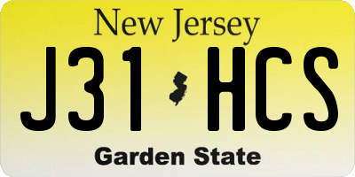 NJ license plate J31HCS