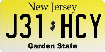 NJ license plate J31HCY