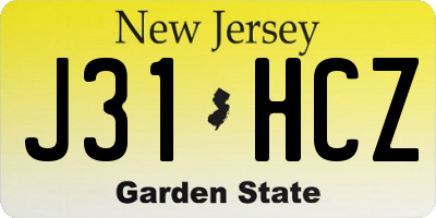 NJ license plate J31HCZ