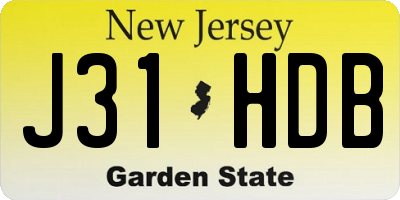 NJ license plate J31HDB