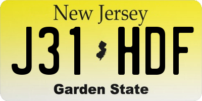 NJ license plate J31HDF