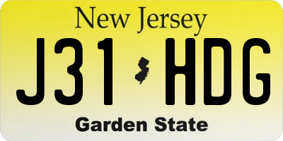 NJ license plate J31HDG