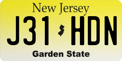 NJ license plate J31HDN