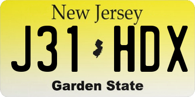 NJ license plate J31HDX