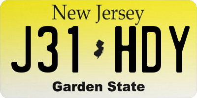 NJ license plate J31HDY