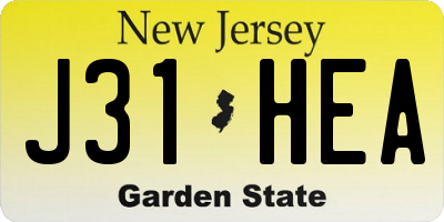 NJ license plate J31HEA