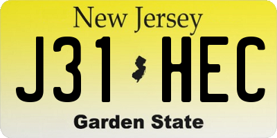 NJ license plate J31HEC