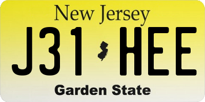 NJ license plate J31HEE
