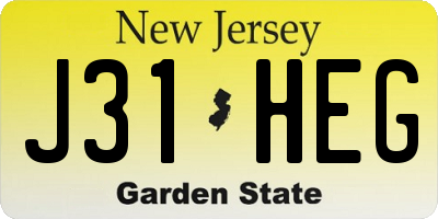 NJ license plate J31HEG