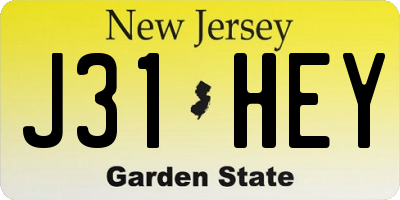 NJ license plate J31HEY