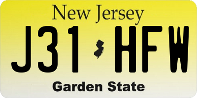 NJ license plate J31HFW
