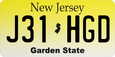 NJ license plate J31HGD