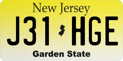 NJ license plate J31HGE