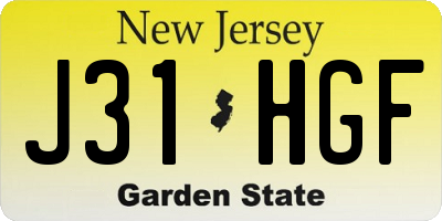 NJ license plate J31HGF