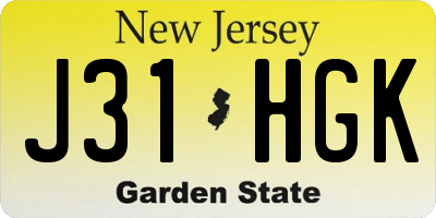 NJ license plate J31HGK