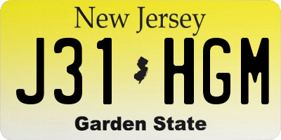 NJ license plate J31HGM
