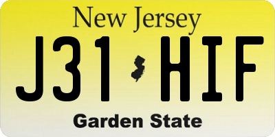 NJ license plate J31HIF