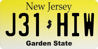 NJ license plate J31HIW