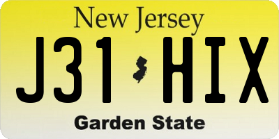 NJ license plate J31HIX