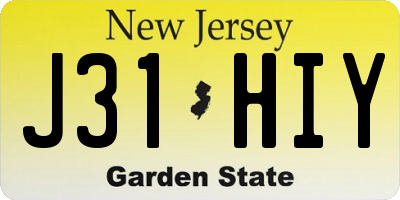 NJ license plate J31HIY