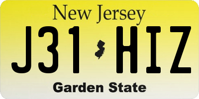 NJ license plate J31HIZ