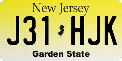 NJ license plate J31HJK