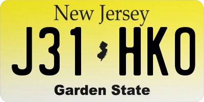 NJ license plate J31HKO