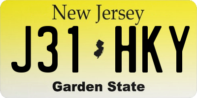 NJ license plate J31HKY
