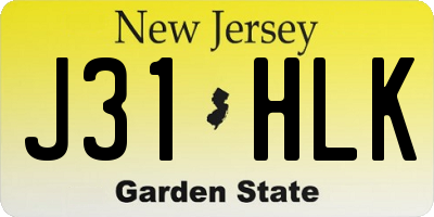 NJ license plate J31HLK