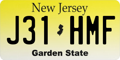 NJ license plate J31HMF