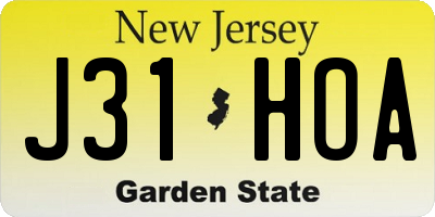 NJ license plate J31HOA