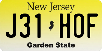 NJ license plate J31HOF