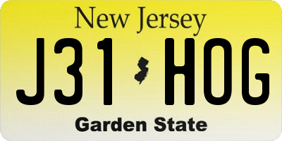 NJ license plate J31HOG