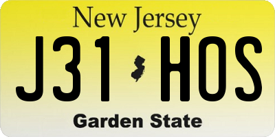 NJ license plate J31HOS