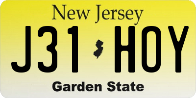 NJ license plate J31HOY