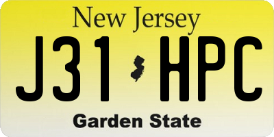 NJ license plate J31HPC