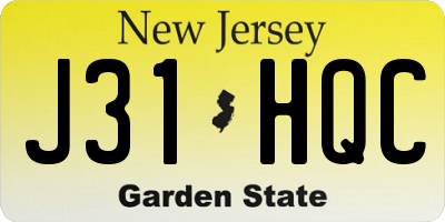 NJ license plate J31HQC