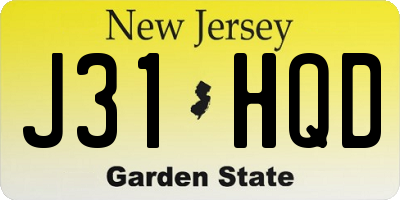 NJ license plate J31HQD