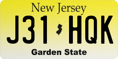 NJ license plate J31HQK